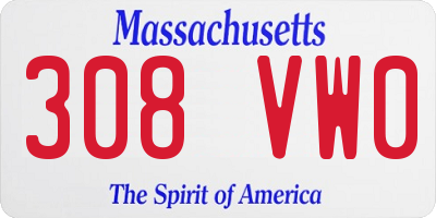 MA license plate 308VW0