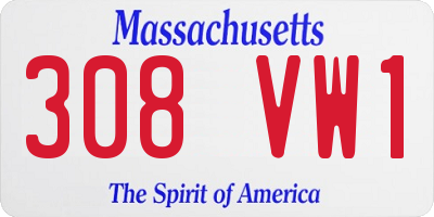 MA license plate 308VW1