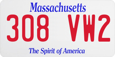 MA license plate 308VW2