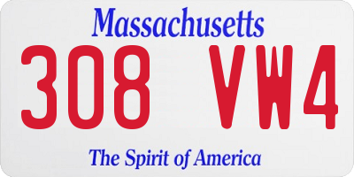 MA license plate 308VW4