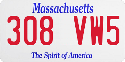 MA license plate 308VW5
