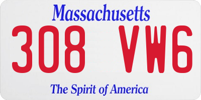 MA license plate 308VW6