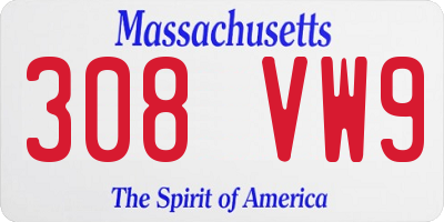 MA license plate 308VW9