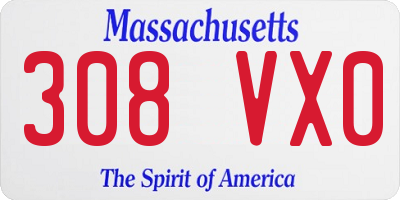 MA license plate 308VX0
