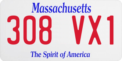 MA license plate 308VX1