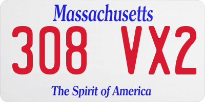 MA license plate 308VX2