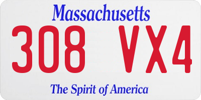 MA license plate 308VX4
