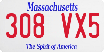 MA license plate 308VX5