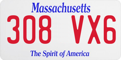 MA license plate 308VX6