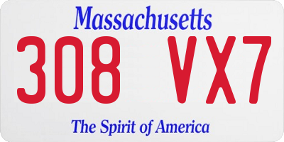MA license plate 308VX7