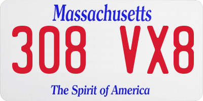 MA license plate 308VX8
