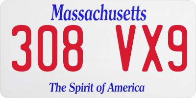MA license plate 308VX9