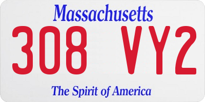 MA license plate 308VY2