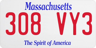 MA license plate 308VY3