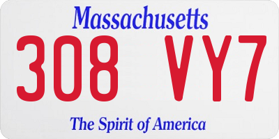MA license plate 308VY7