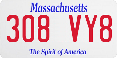 MA license plate 308VY8