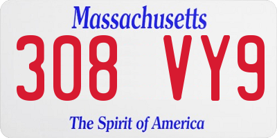 MA license plate 308VY9