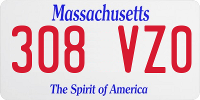 MA license plate 308VZ0