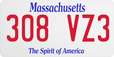 MA license plate 308VZ3