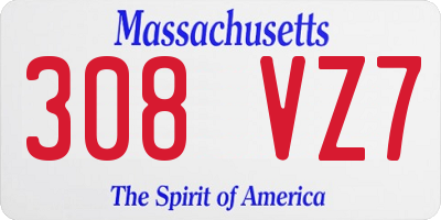 MA license plate 308VZ7