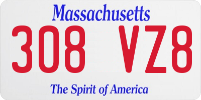 MA license plate 308VZ8