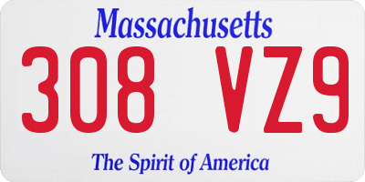 MA license plate 308VZ9