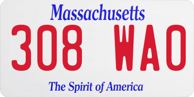 MA license plate 308WA0