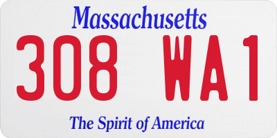 MA license plate 308WA1