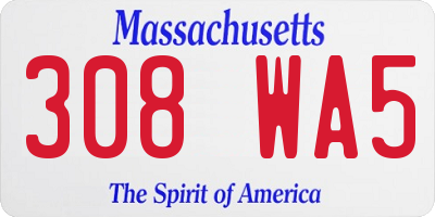 MA license plate 308WA5