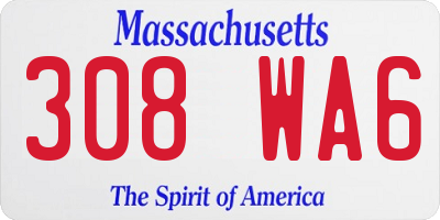 MA license plate 308WA6