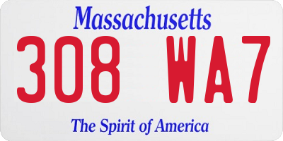 MA license plate 308WA7