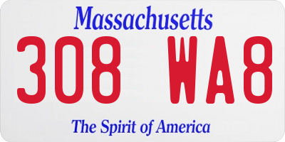 MA license plate 308WA8