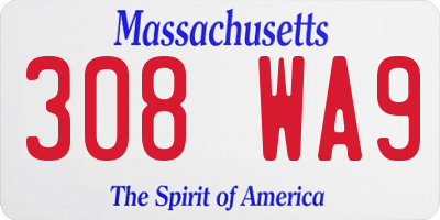 MA license plate 308WA9