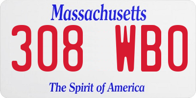 MA license plate 308WB0