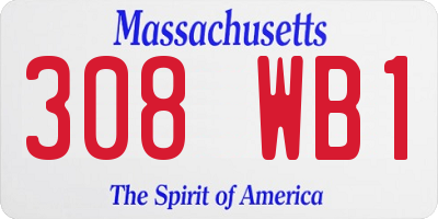 MA license plate 308WB1