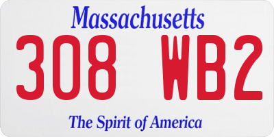 MA license plate 308WB2