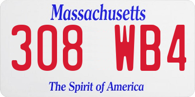 MA license plate 308WB4