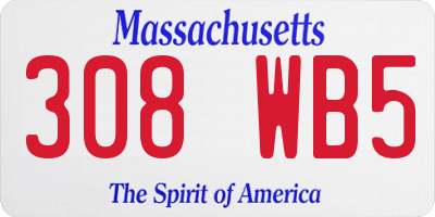 MA license plate 308WB5