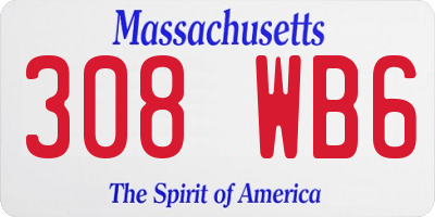 MA license plate 308WB6