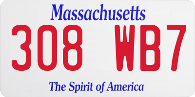MA license plate 308WB7