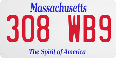 MA license plate 308WB9
