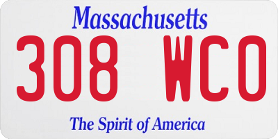 MA license plate 308WC0