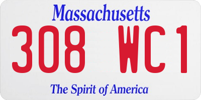 MA license plate 308WC1
