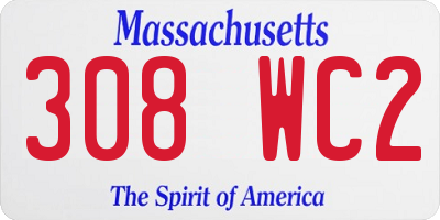 MA license plate 308WC2