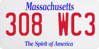 MA license plate 308WC3
