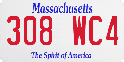 MA license plate 308WC4