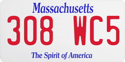 MA license plate 308WC5