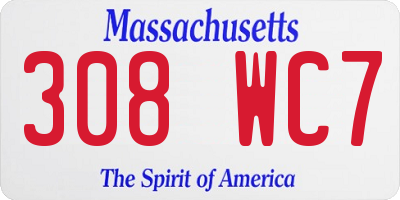 MA license plate 308WC7