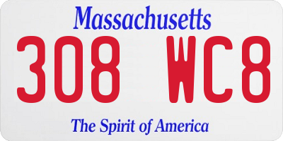 MA license plate 308WC8