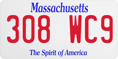 MA license plate 308WC9